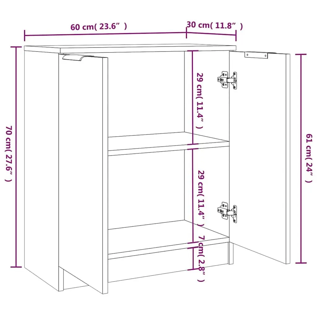 White Sideboards 2 Pieces Storage Cabinet Engineered Wood Buffet Furniture Set