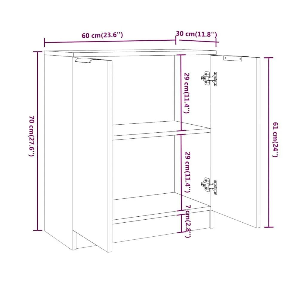 3 Piece White Sideboard Buffet Cabinet Engineered Wood Storage Display Stand