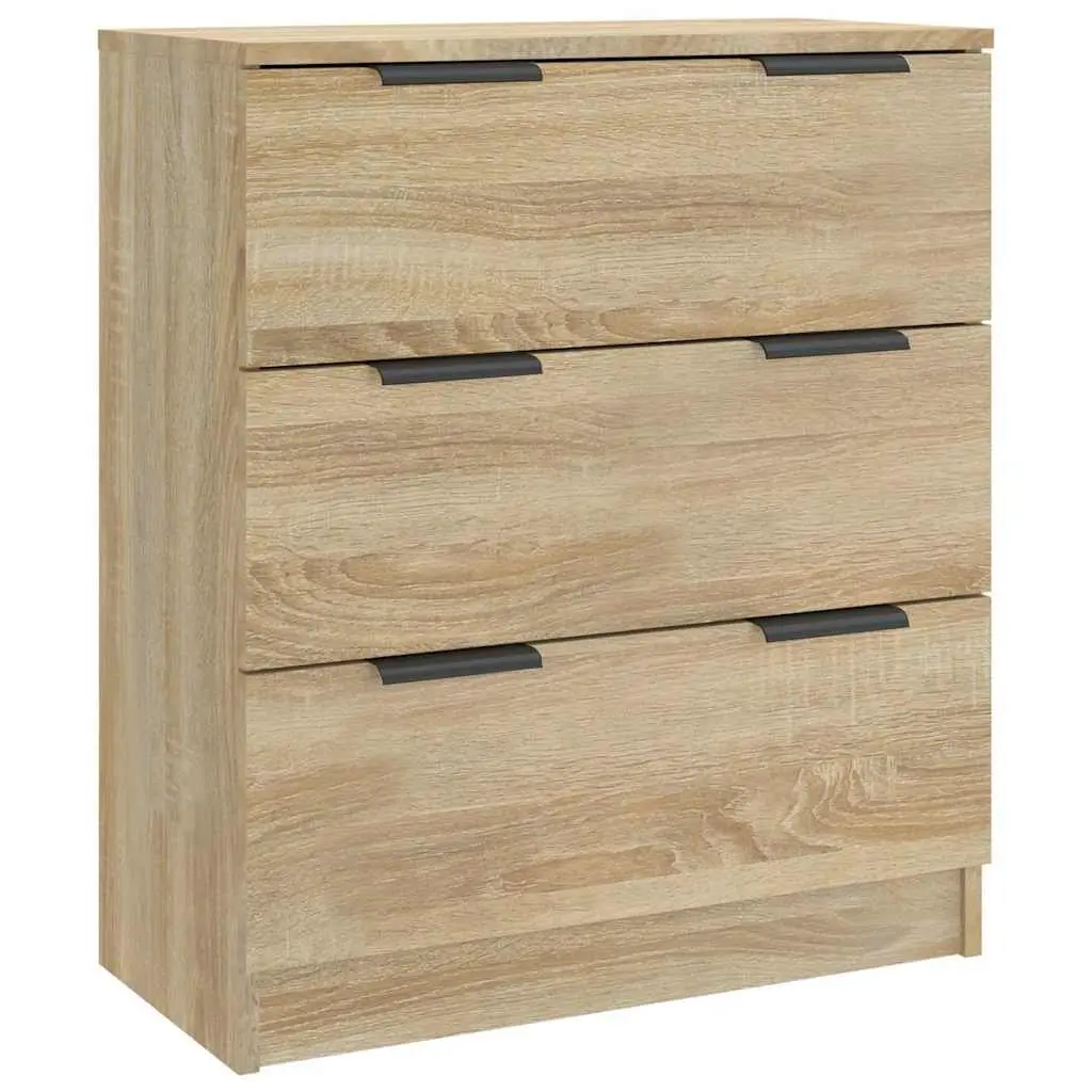 3 Piece Sideboard Cabinet Brown Engineered Wood Storage Buffet Furniture Set