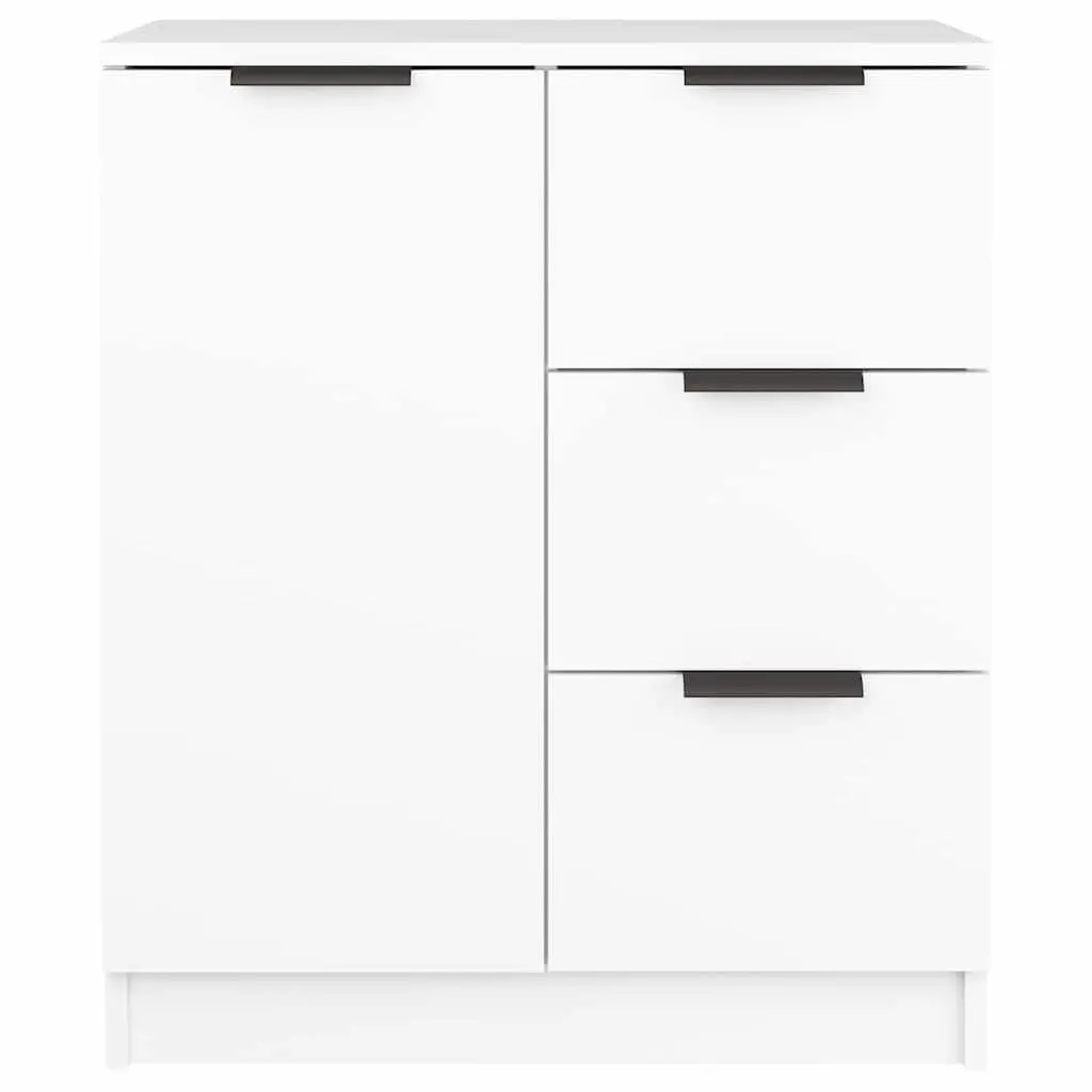 White Sideboard Cabinet Engineered Wood 60W x 30D x 70H cm Storage Furniture Minimalist Living Room 2 Piece