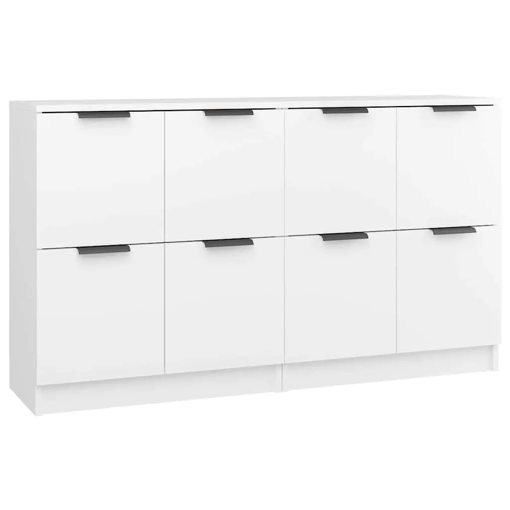 2 Piece Storage Cabinet Sideboards Engineered Wood White 60x30x70 cm Furniture