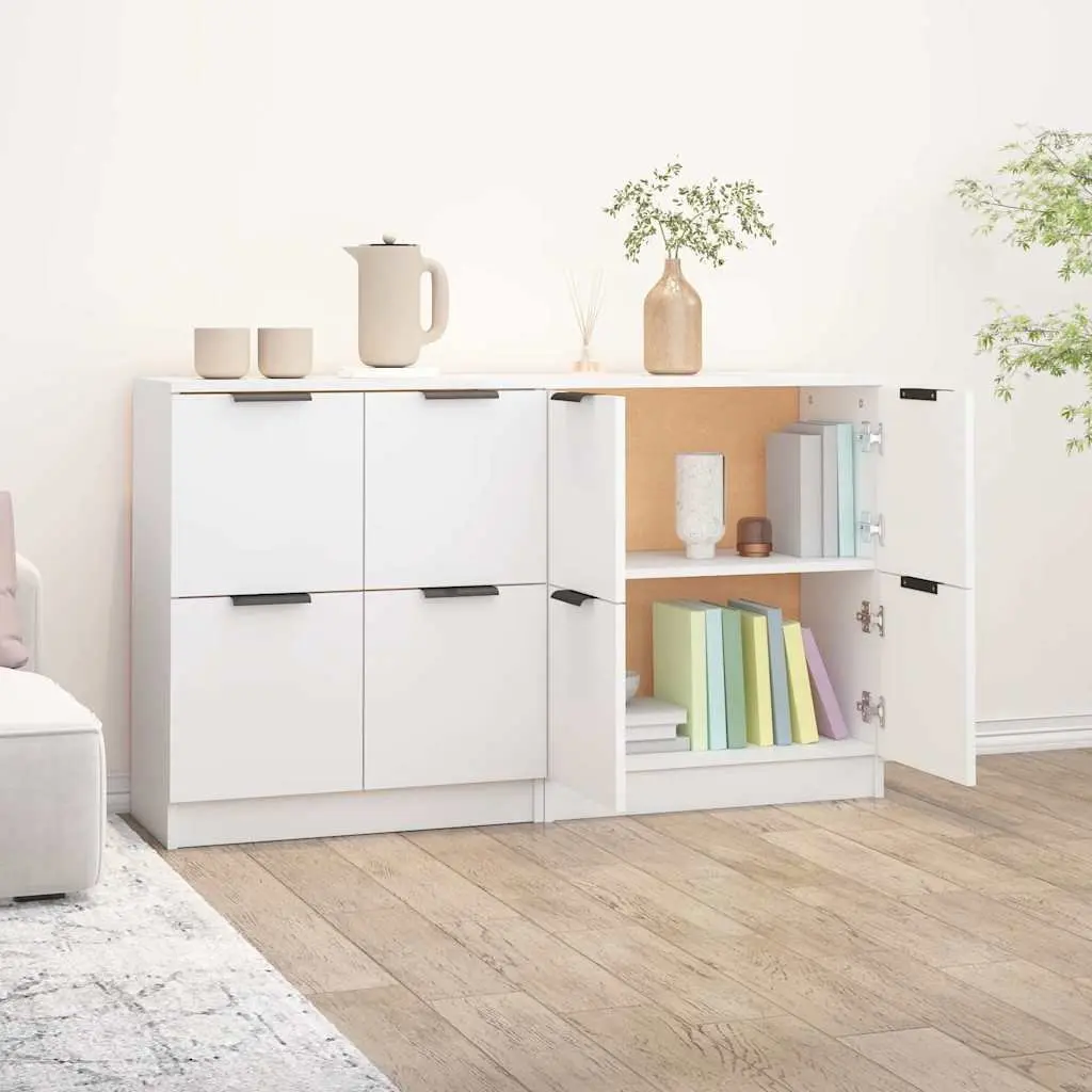 2 Piece Storage Cabinet Sideboards Engineered Wood White 60x30x70 cm Furniture