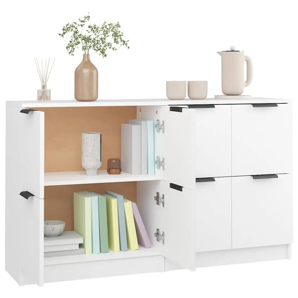 2 Piece Storage Cabinet Sideboards Engineered Wood White 60x30x70 cm Furniture