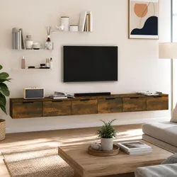 2 pcs Smoked Oak Wall Cabinets for Organized Storage