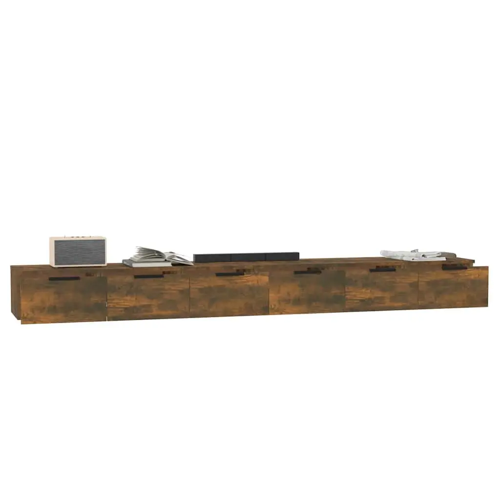 Wall Cabinets Engineered Wood 102 x 30 x 20 cm Smoked Oak 2 Piece