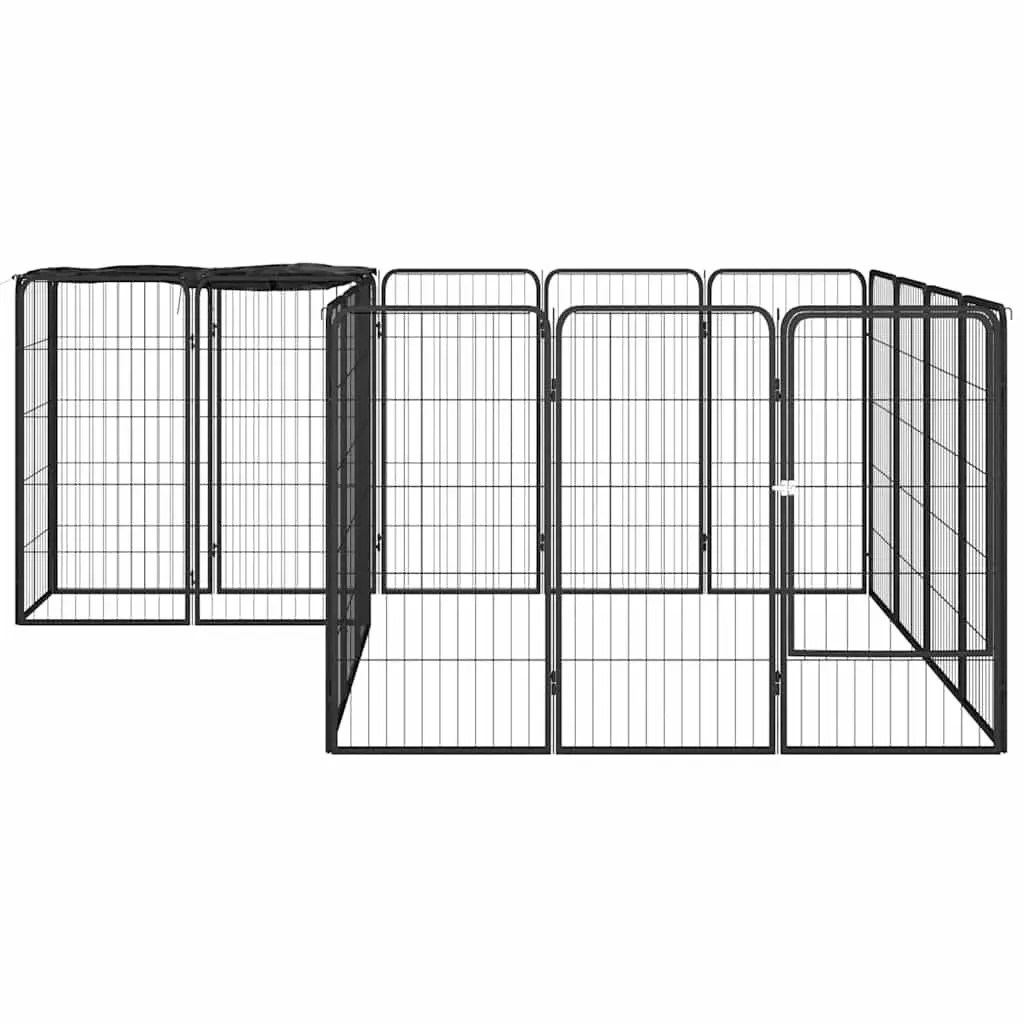 Dog Playpen 18-Panel Puppy Enclosure Pen Black Steel Exercise Run Yard