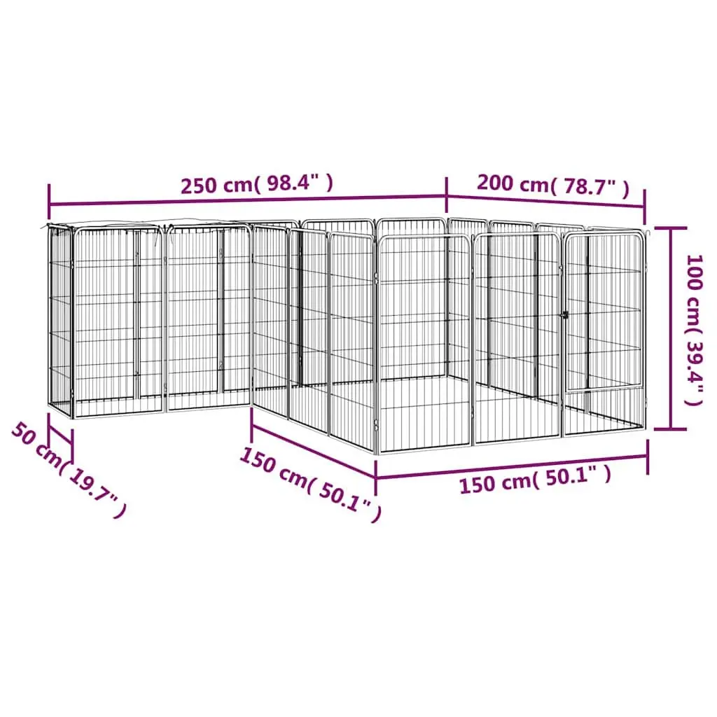 Dog Playpen 18-Panel Puppy Enclosure Pen Black Steel Exercise Run Yard