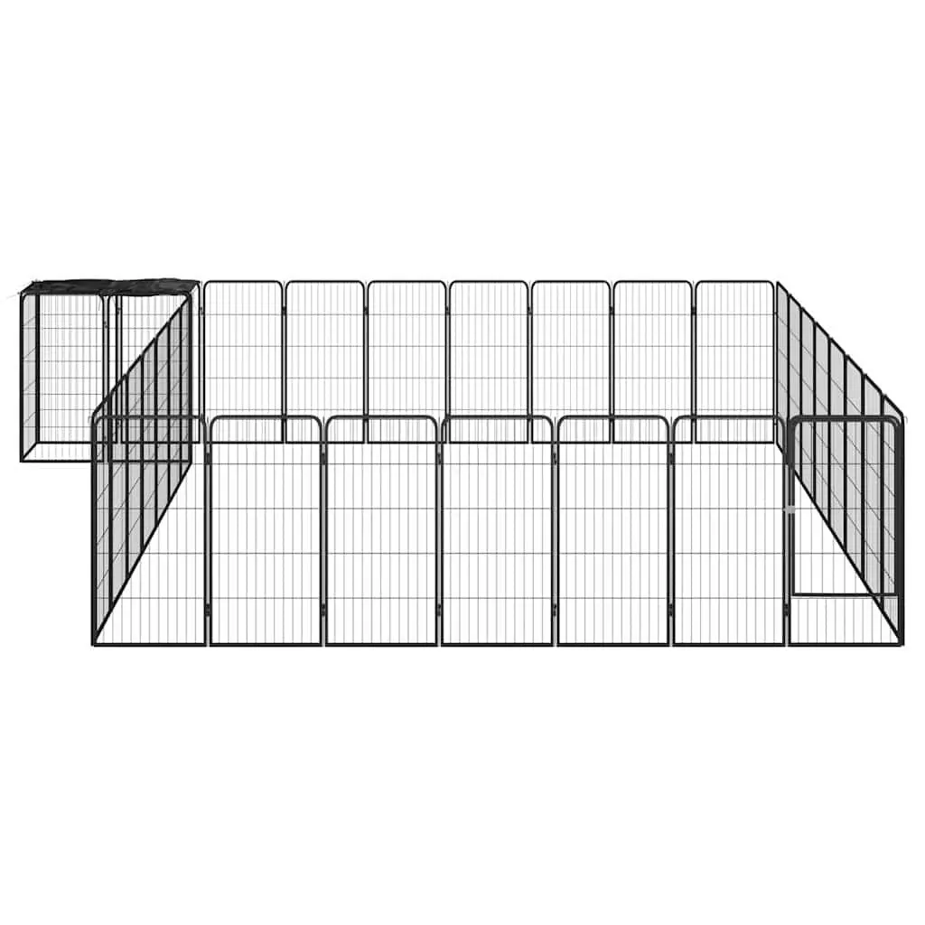 Dog Playpen 34-Panel Black Outdoor Pet Exercise Enclosure Pen Puppy Run Steel