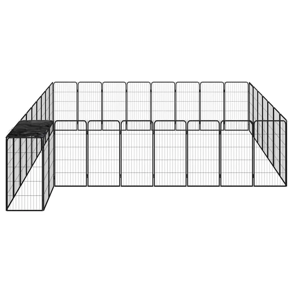 Dog Playpen 34-Panel Black Outdoor Pet Exercise Enclosure Pen Puppy Run Steel