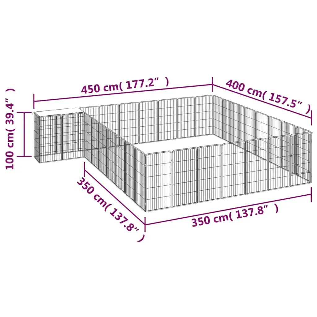 Dog Playpen 34-Panel Black Outdoor Pet Exercise Enclosure Pen Puppy Run Steel
