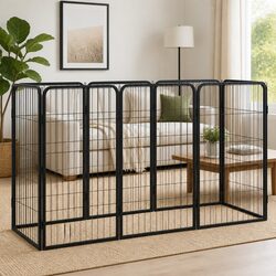 Practical 8-Panel Dog Playpen Black 50x100 cm for Your Home