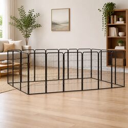 Dog Playpen 20-Panel Black Steel Outdoor Indoor Pet Exercise Pen Puppy Enclosure
