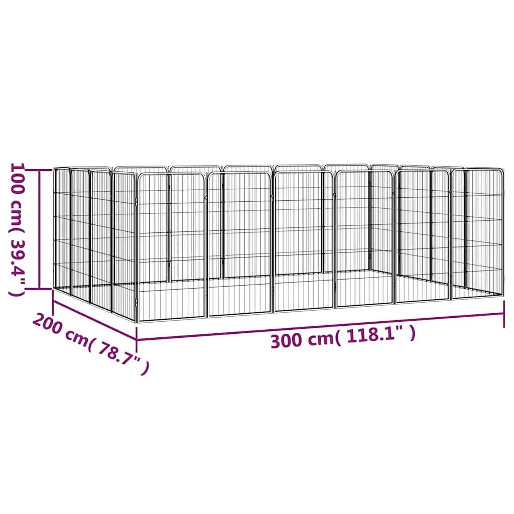 Dog Playpen 20 Panel Powder-coated Steel 50 x 100 cm Black Indoor Outdoor Pet Exercise Pen