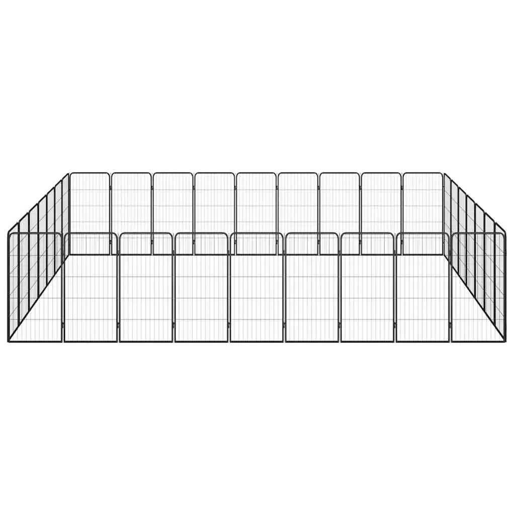 Dog Playpen 32-Panel Outdoor Pet Exercise Pen Black Powder-Coated Steel Puppy