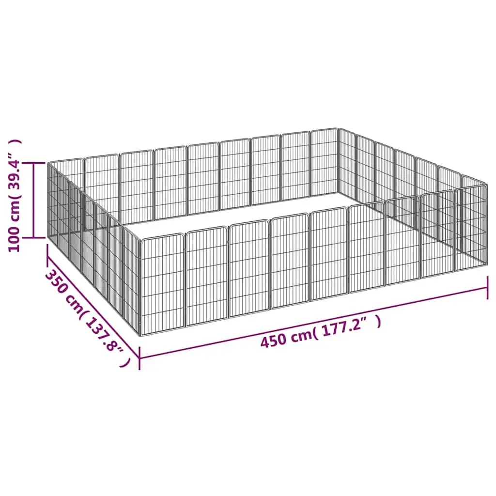 Dog Playpen 32-Panel Outdoor Pet Exercise Pen Black Powder-Coated Steel Puppy