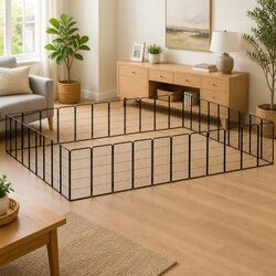 Dog Playpen 40 Panels Black Powder-coated Steel Outdoor Exercise Pen