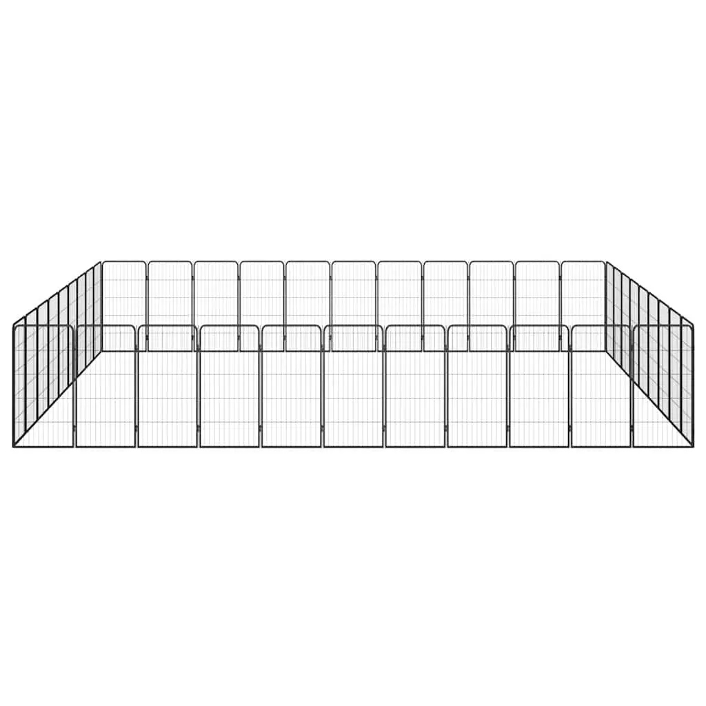 Dog Playpen 40 Panels Black Powder-coated Steel Outdoor Exercise Pen