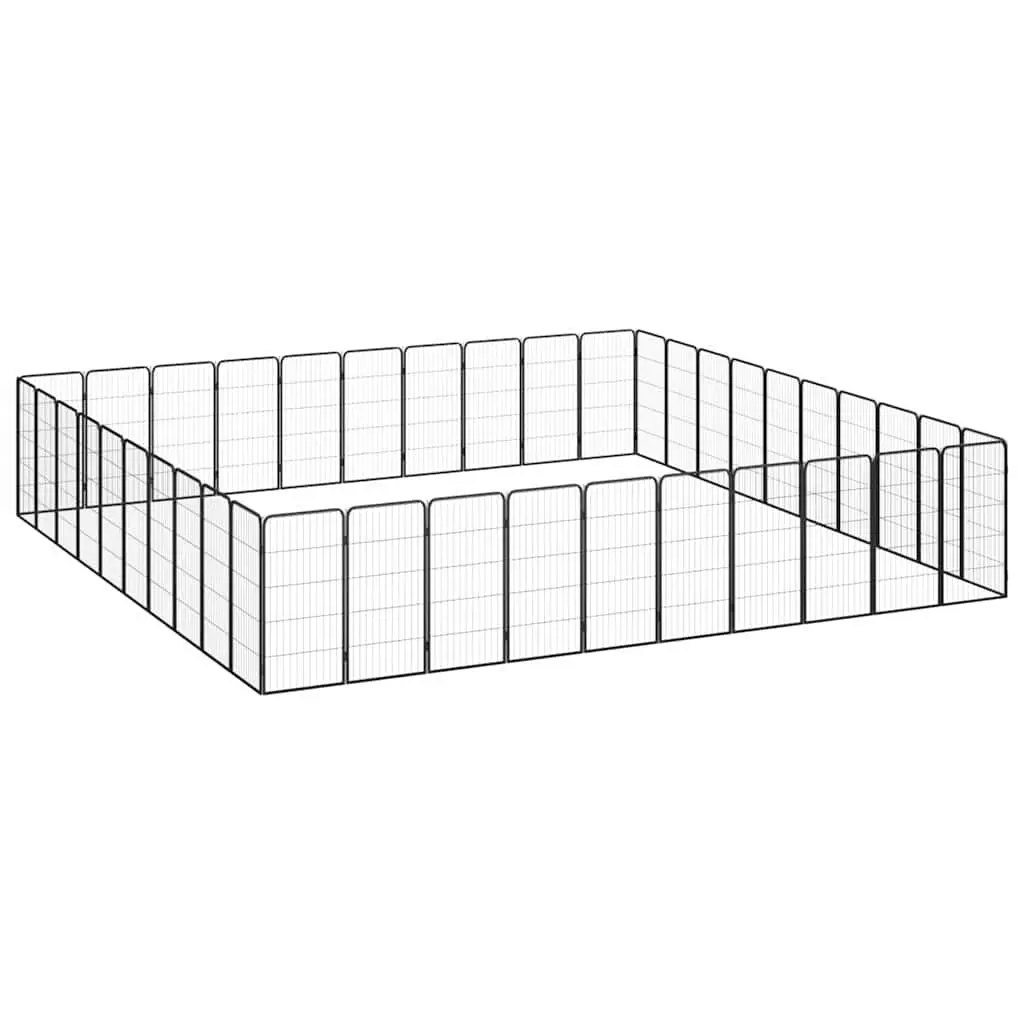 Dog Playpen 40 Panels Black Powder-coated Steel Outdoor Exercise Pen
