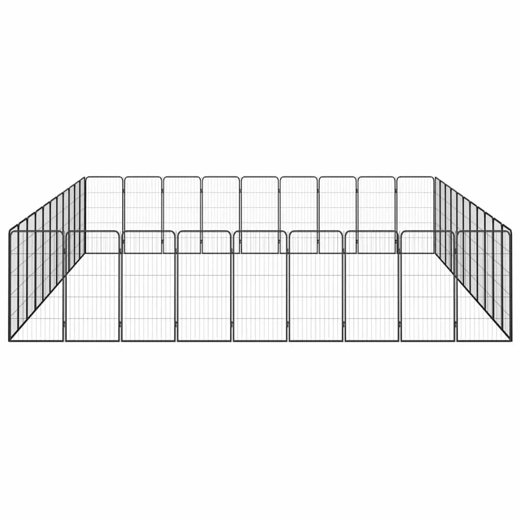 Dog Playpen 40 Panels Black Powder-coated Steel Outdoor Exercise Pen