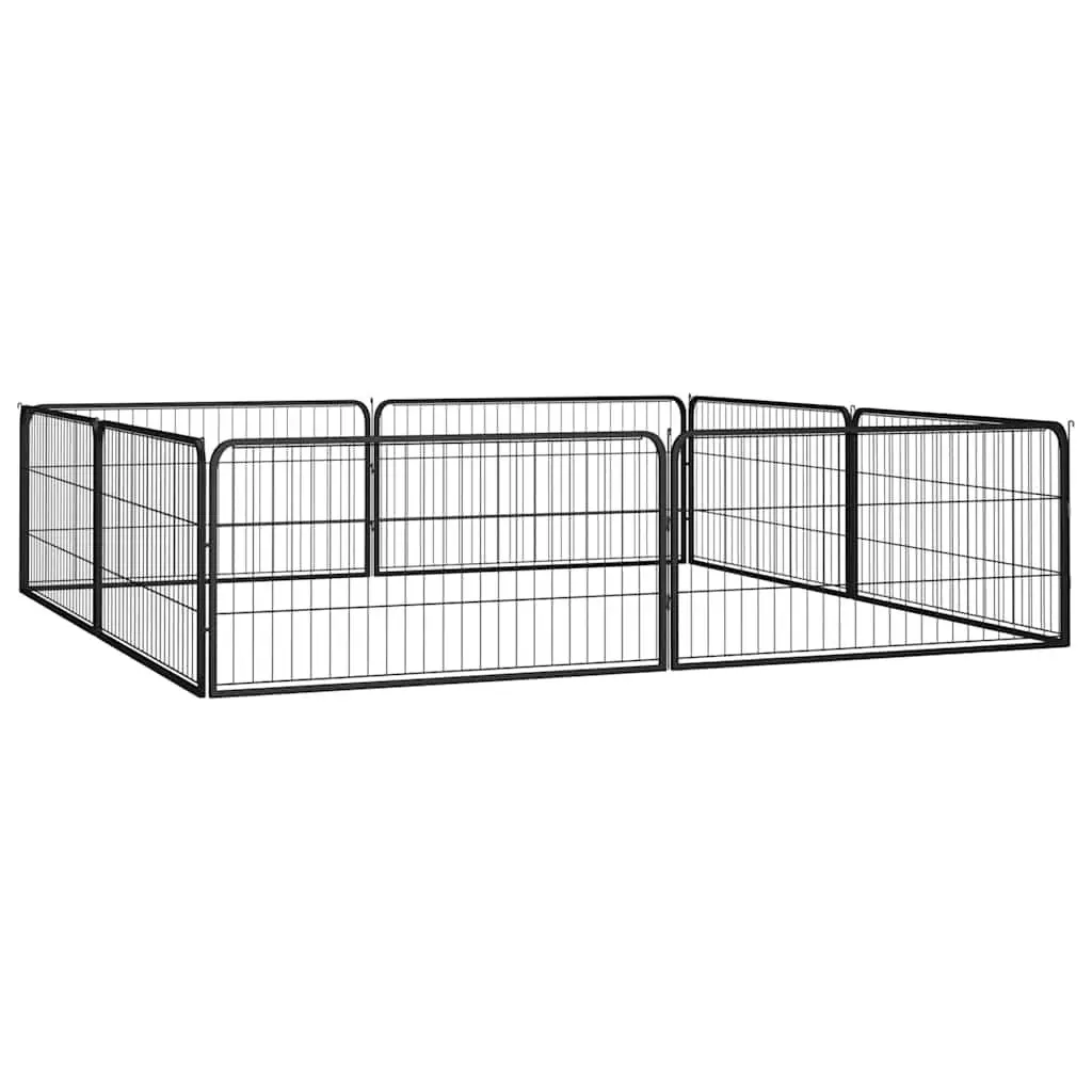 8-Panel Dog Playpen Black Outdoor Exercise Pen Puppy Kennel Enclosure Steel