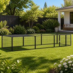 8-Panel Dog Playpen Black: Perfect for Backyard Fun