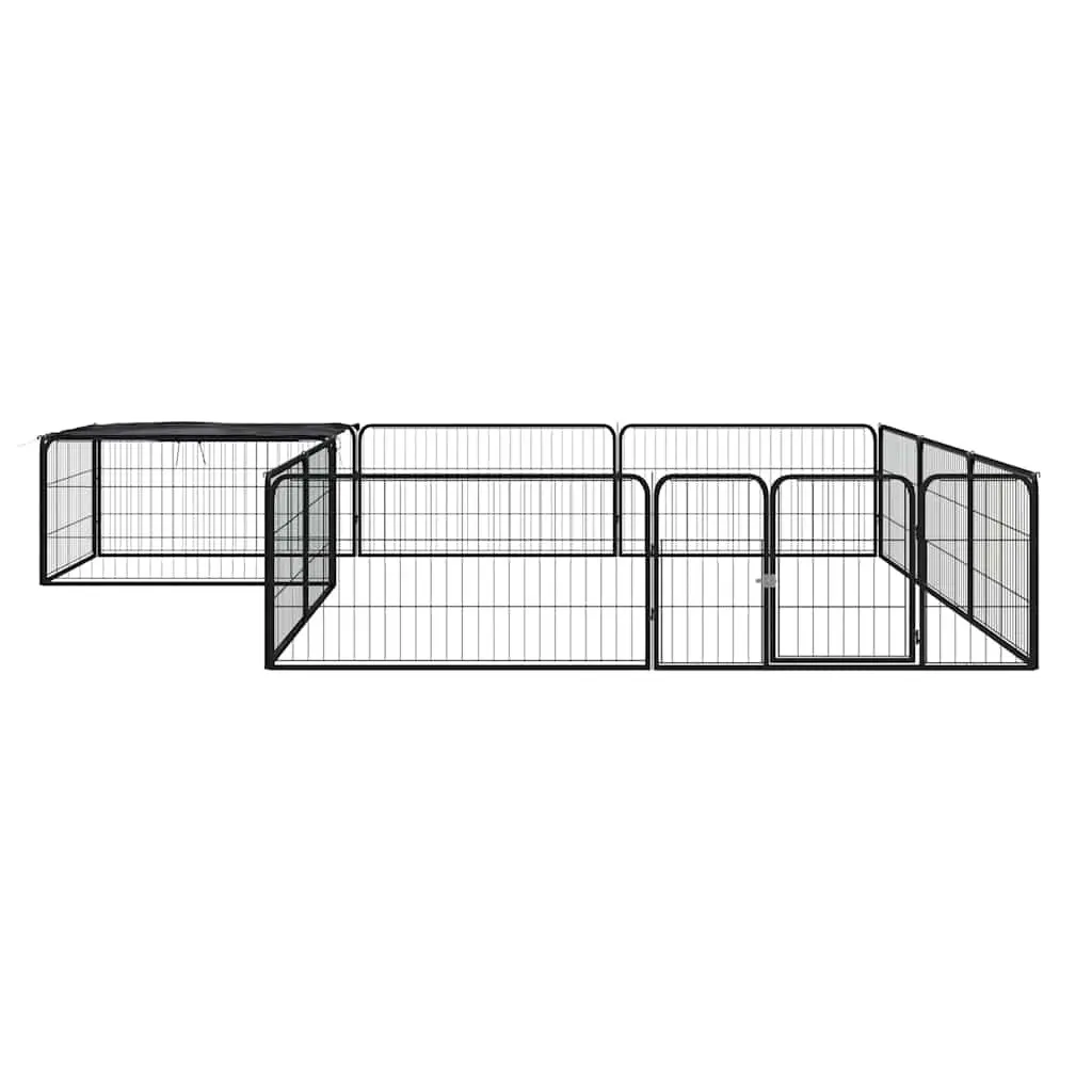 12-Panel Dog Playpen Exercise Pen Outdoor Indoor Puppy Kennel Run Black Steel