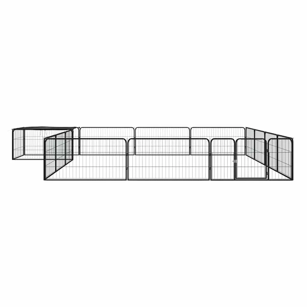 Dog Playpen Steel 100x50 cm 16-Panel Black