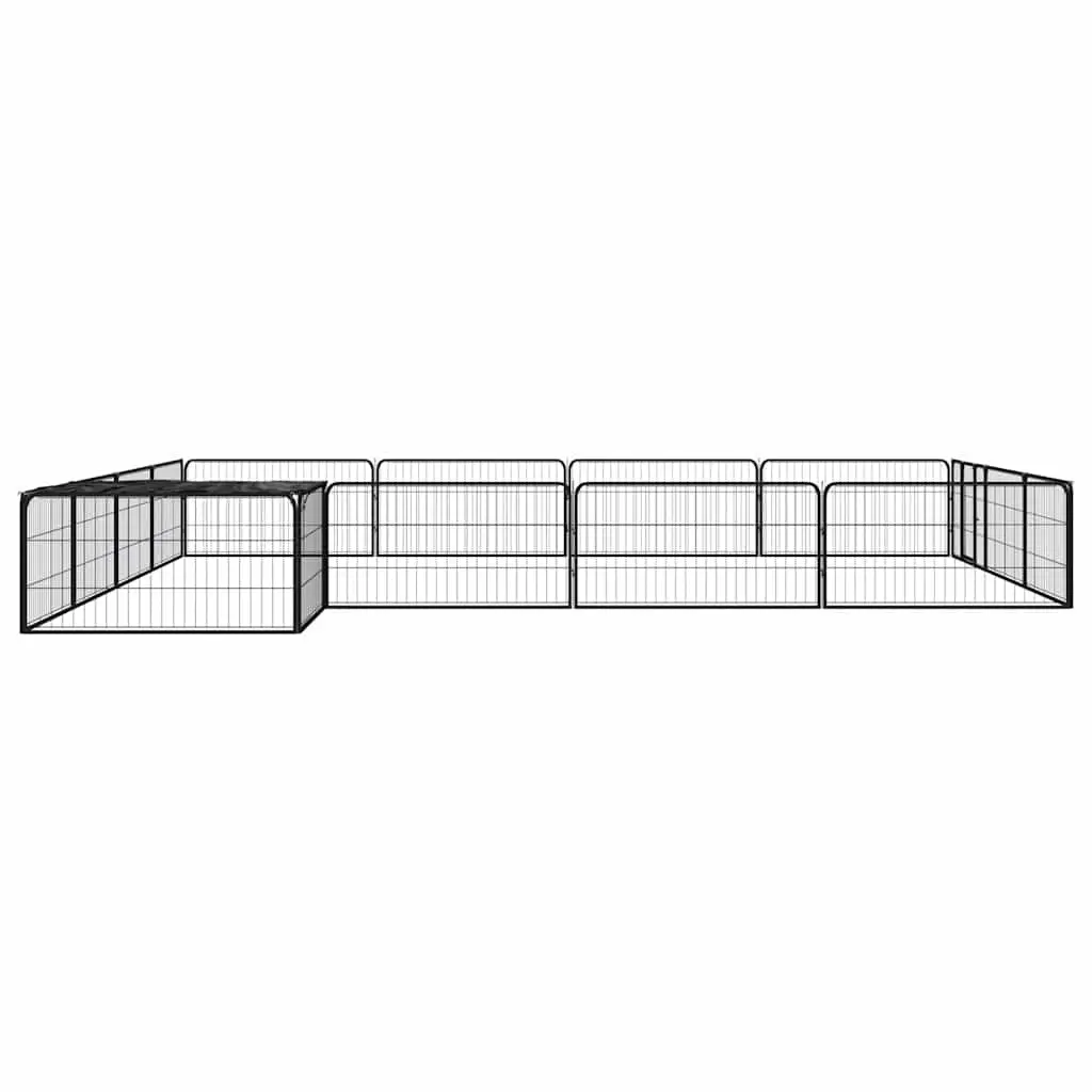 Dog Playpen Steel 100x50 cm 16-Panel Black