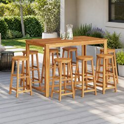 Bar Stools 8 pcs Solid Wood Acacia Brown Rustic Design Outdoor Indoor Seating