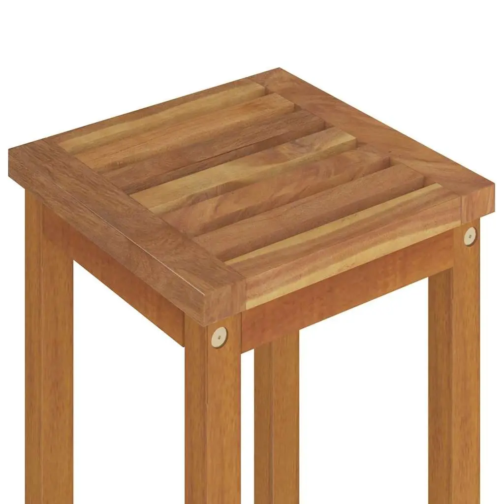 5 Piece Outdoor Bistro Set Brown Acacia Wood Includes 1 Table with 2 Shelves and 4 Stools for Garden Patio or Terrace