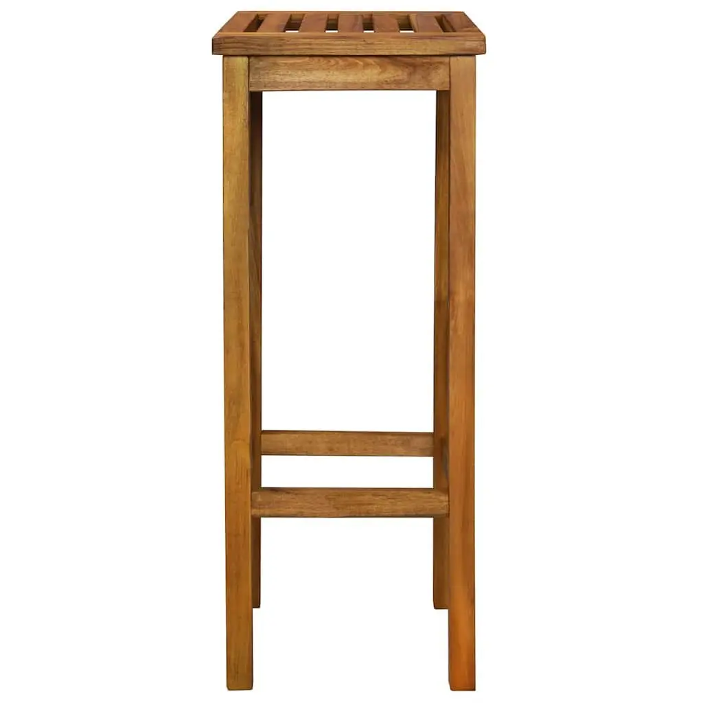 5 Piece Outdoor Bistro Set Brown Acacia Wood Includes 1 Table with 2 Shelves and 4 Stools for Garden Patio or Terrace