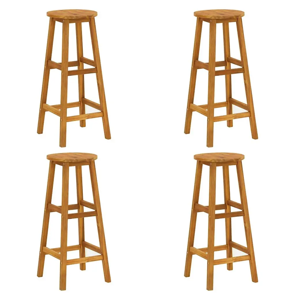 5 Piece Garden Bar Set Solid Acacia Wood Bistro Table and Stools Brown
