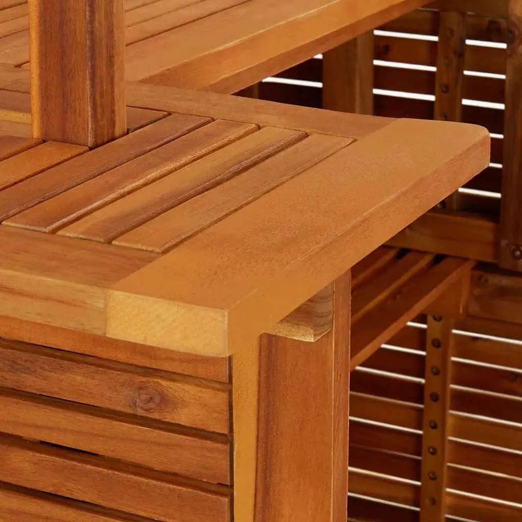 5 Piece Outdoor Bistro Set Solid Acacia Wood Patio Table and Stools Brown