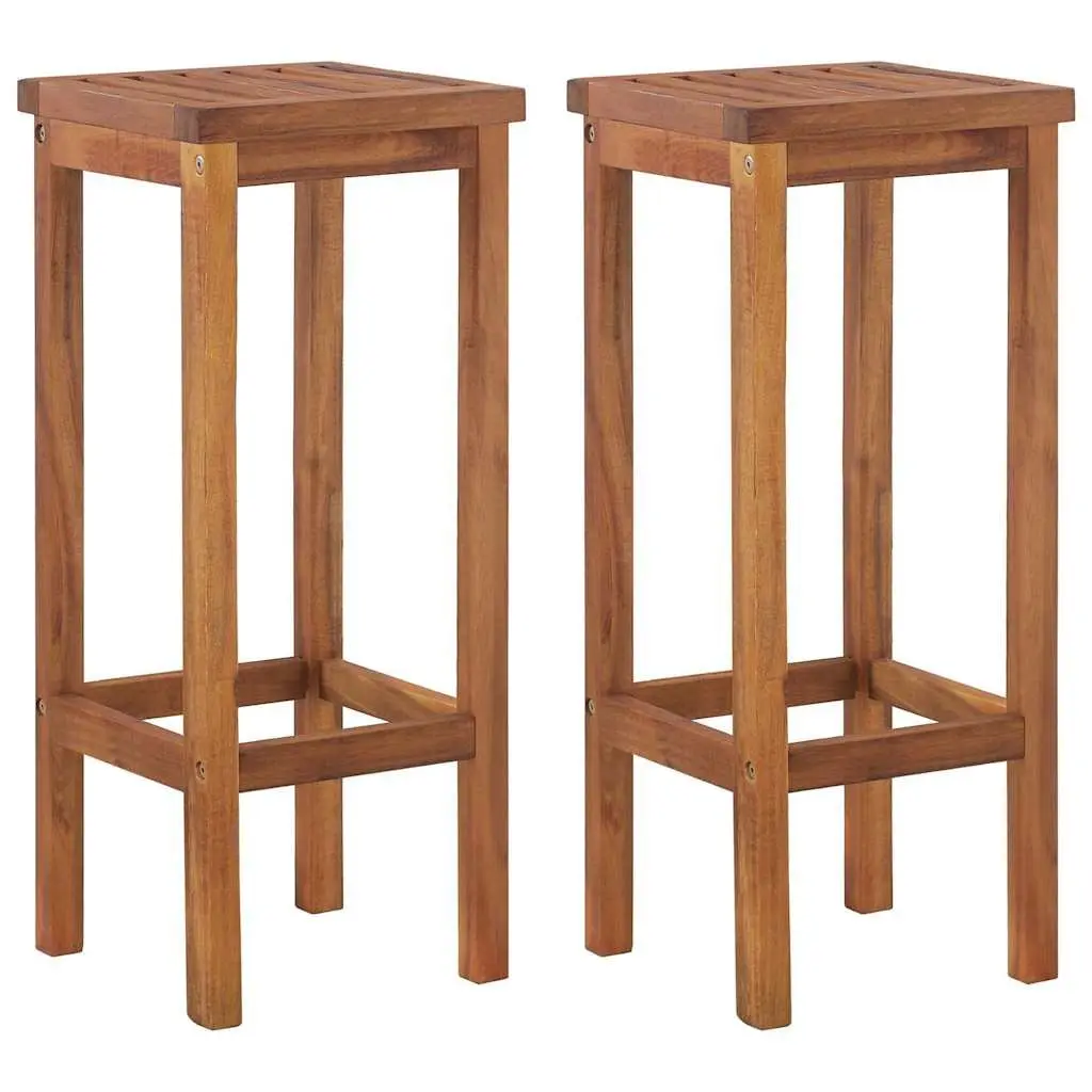 Garden Bar Set Solid Acacia Wood Bistro Table with Rooftop and 2 Bar Stools Brown