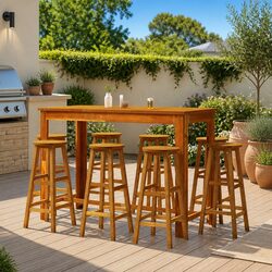 Garden Bar Set 9 Piece Outdoor Furniture Bistro Table Stools Patio Dining