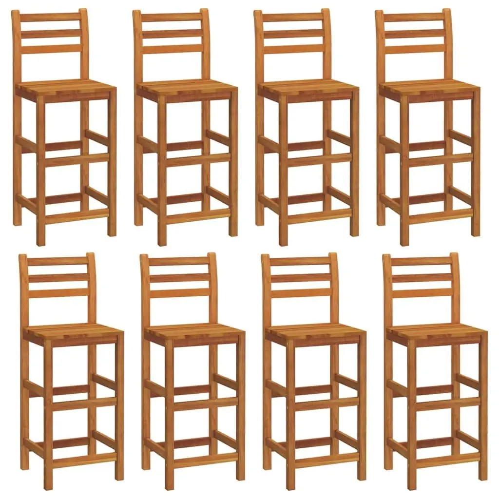 Garden Bar Set Solid Acacia Wood 9 Piece Bistro Table Stools Brown