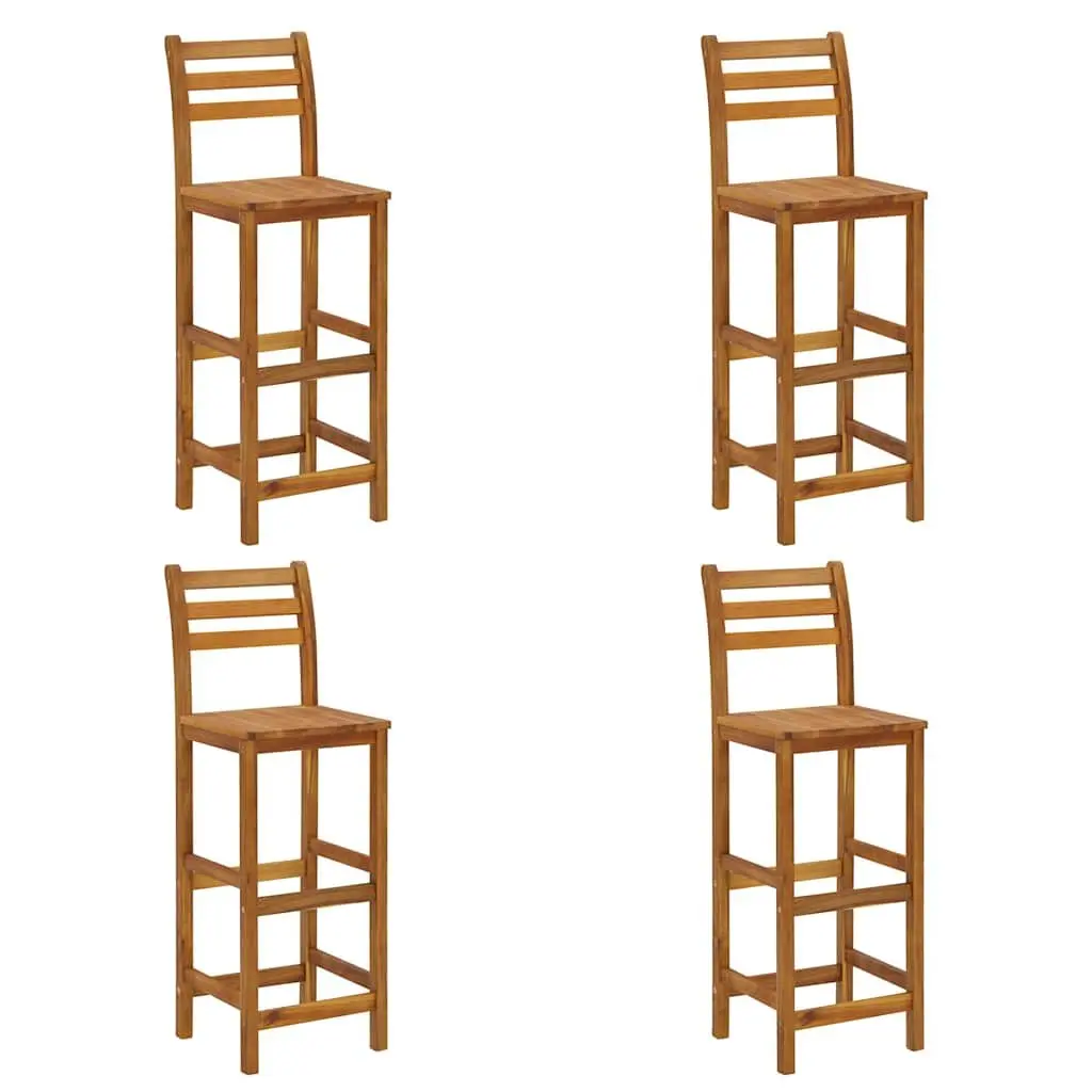 Garden Bar Set Solid Acacia Wood 9 Piece Bistro Table Stools Brown