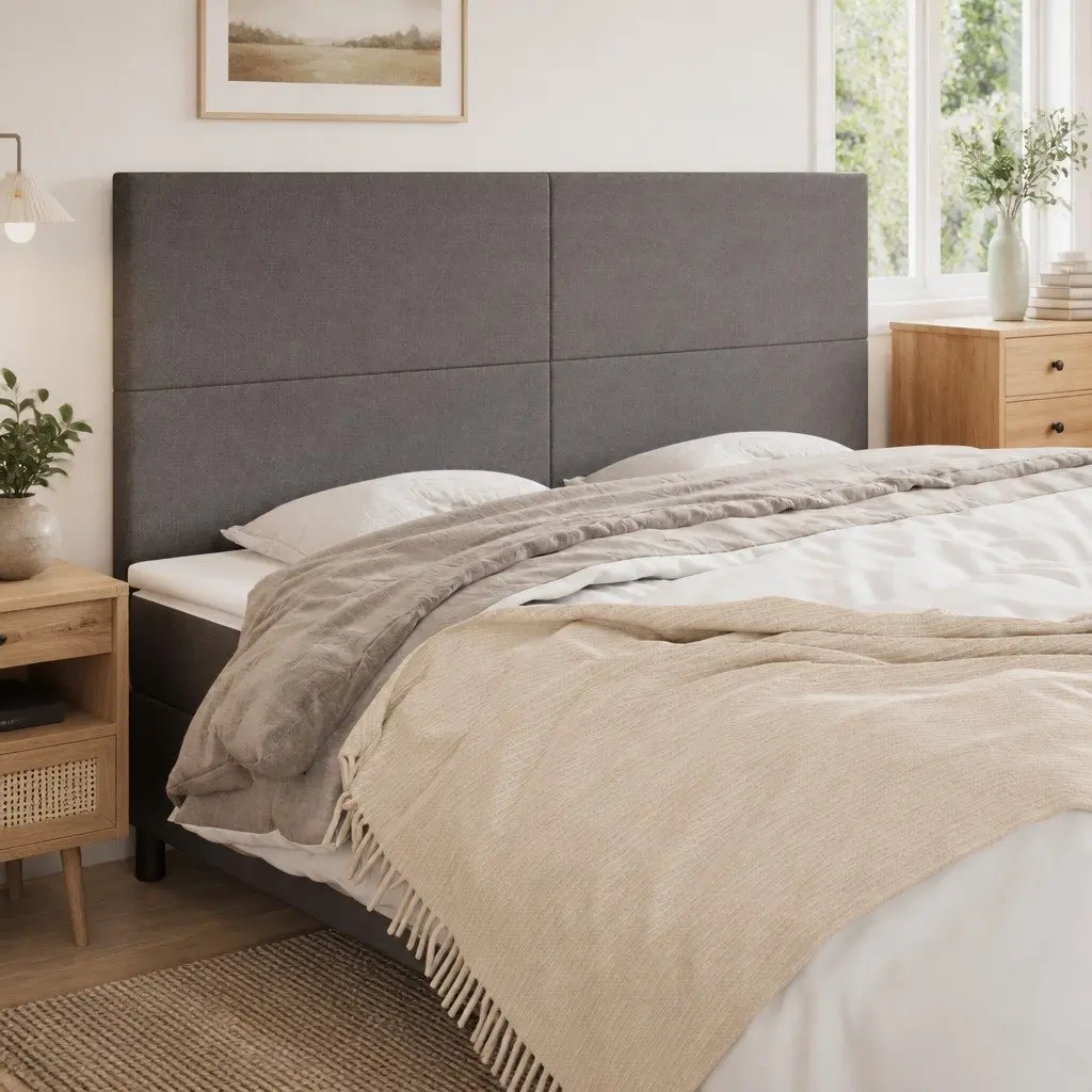 Grey Fabric Headboard for Various Bedroom Styles