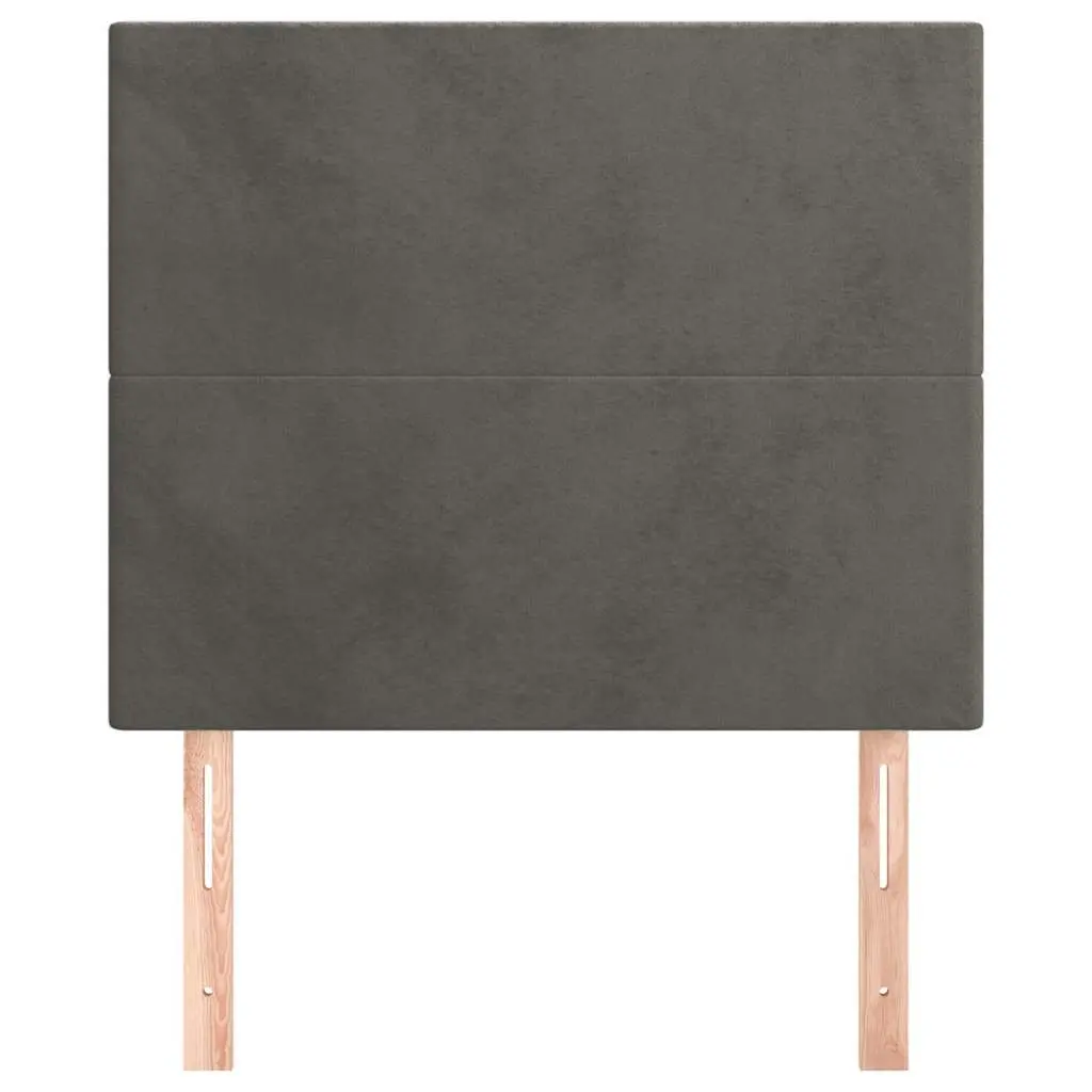 Grey Velvet Upholstered Headboard with Adjustable Height and Wooden Legs for Bedroom Furniture