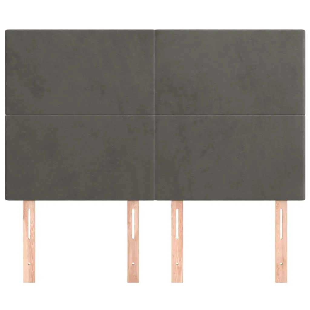 Velvet Headboard Adjustable Height 144cm Wide Grey Wooden Legs