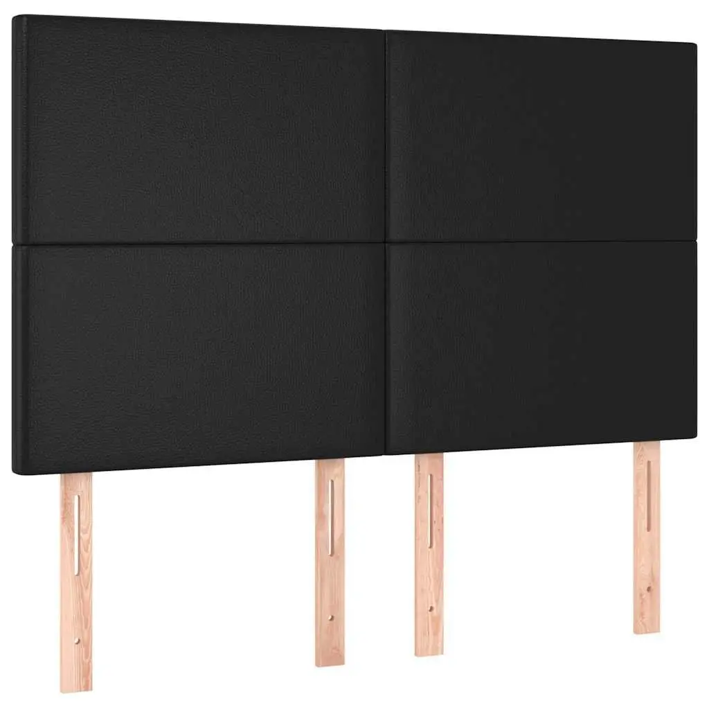 Headboard Faux Leather Black 144x5x118128cm Adjustable Height Wooden Legs Bedroom Frame Support