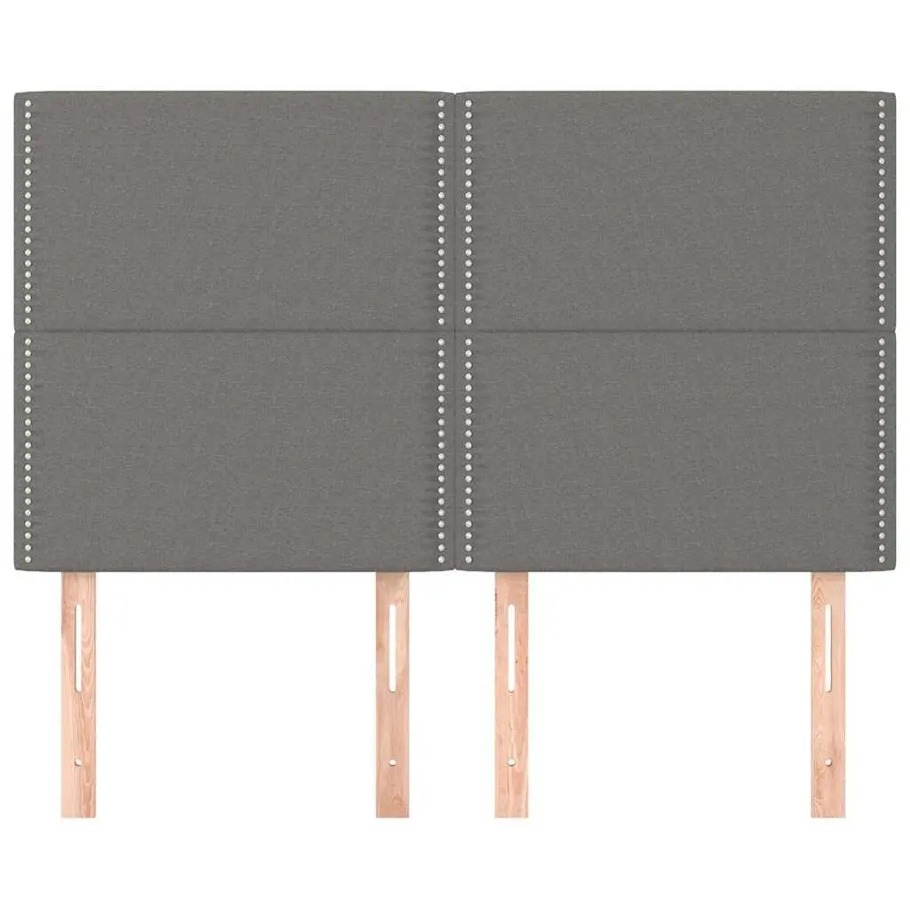 Upholstered Headboard Fabric Dark Grey Adjustable Height Wooden Legs