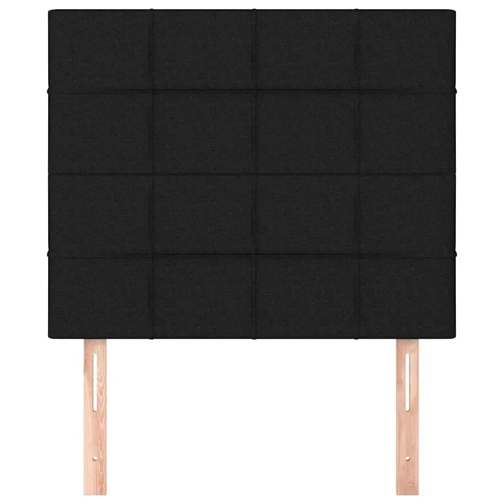 Black Upholstered Headboard Fabric Wooden Legs Adjustable Height for Bed Frame