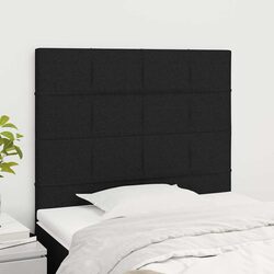 Fabric Headboard Black Adjustable Height Bedroom Furniture Wooden Legs Support