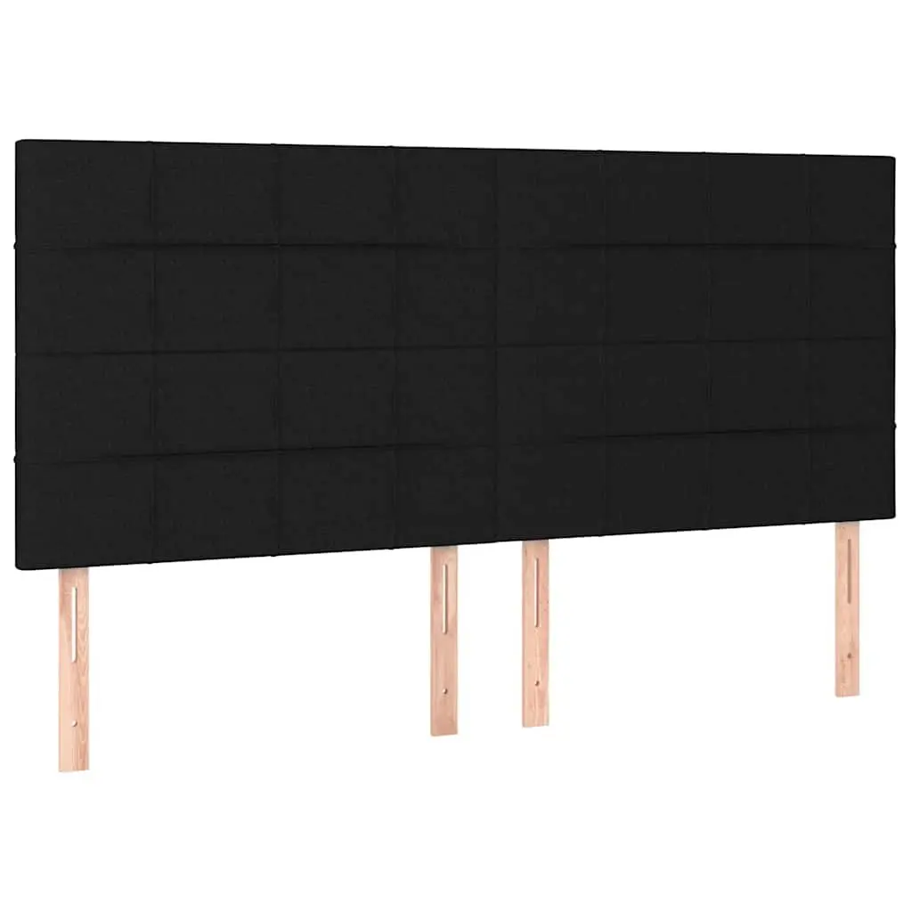 Headboard Black 160x5x118/128 cm Fabric Bedroom Furniture Backrest Support