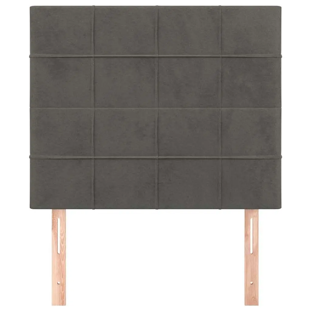Adjustable Height Dark Grey Headboard Velvet Upholstered Wooden Legs Bedroom Furniture