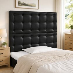 Practical Black Faux Leather Headboard for Everyday Use