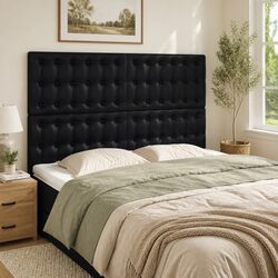 Headboard Black Faux Leather Bed Frame Furniture Bedroom Back Support