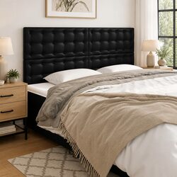Practical Black Faux Leather Headboard for Home Use