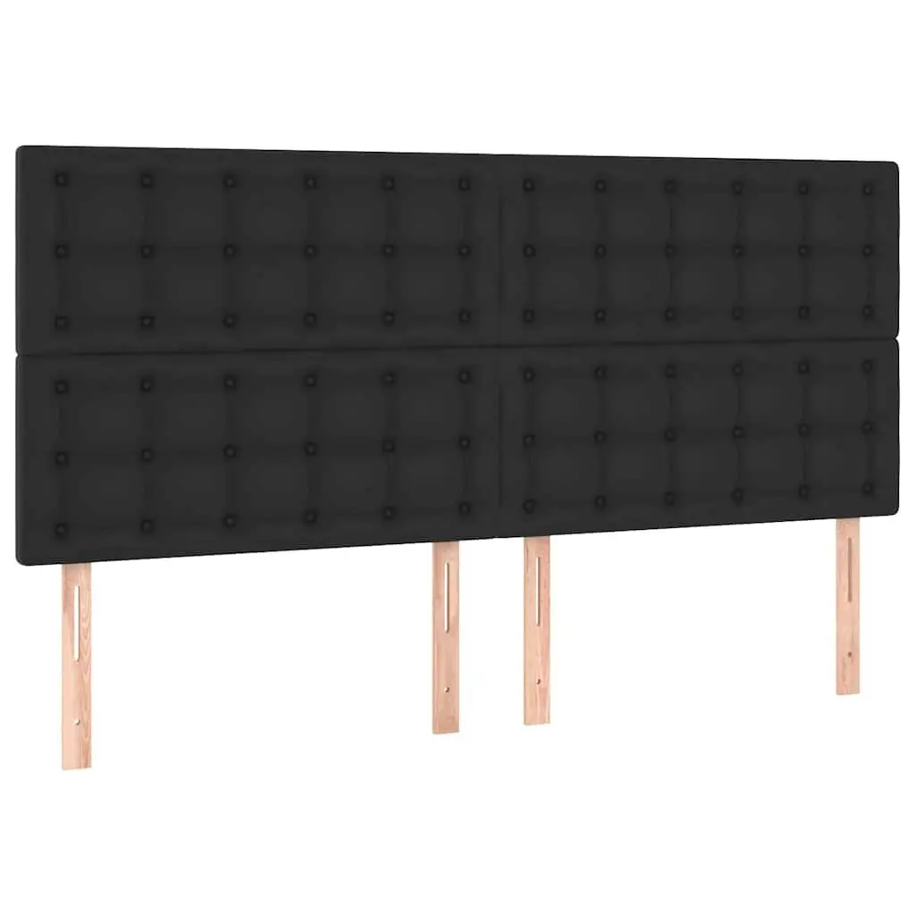 Headboard Black Faux Leather Bed Backrest 200cm Adjustable Height Wooden Legs